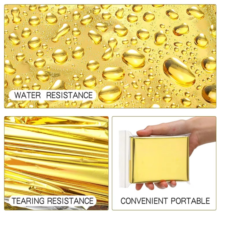 Survival Blanket Reflective - Mantas de sobrevivência douradas em Mylar,