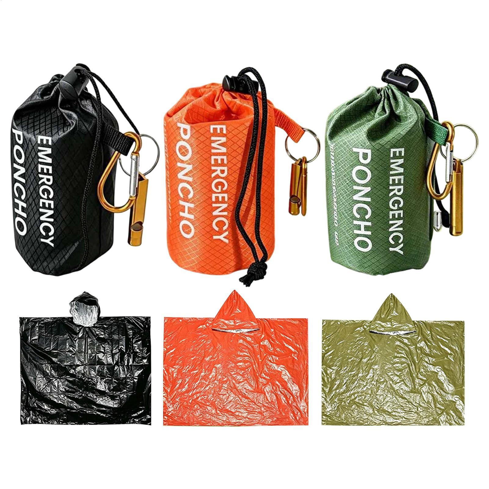 Survival Blanket Reflective - 3 peças: Poncho de chuva de